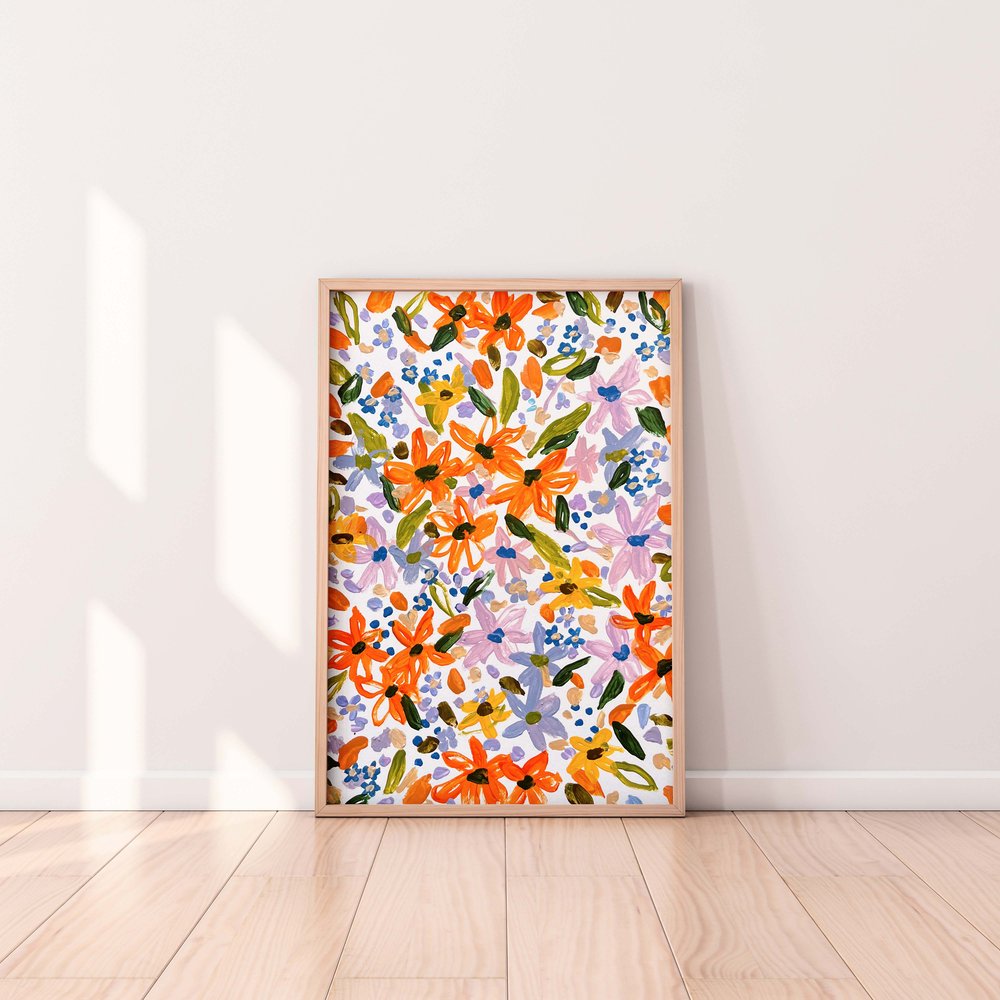 Orange flowers paper print