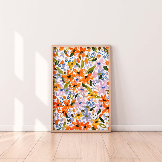 Orange flowers paper print